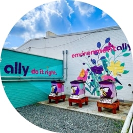 Ally’s three beehives at the Innovation Barn in Charlotte, NC.